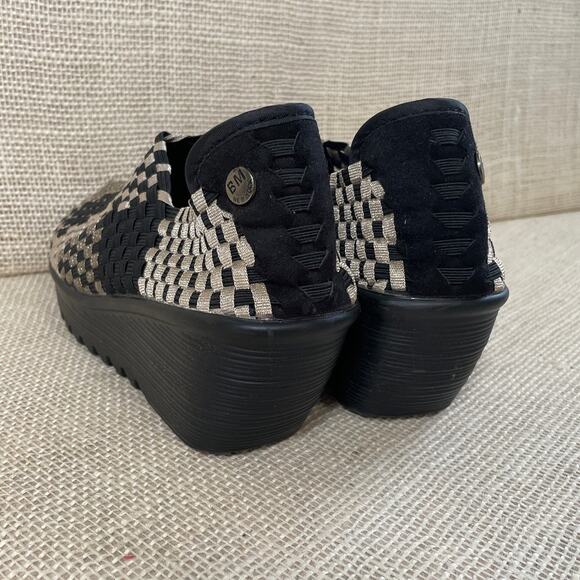 BERNIE MEV Sexy Comfort Stretch Woven Wedge Heels -Gold Black  size 39 / 8.5 - 9 - Picture 8 of 9